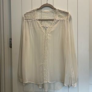 Joie Silk Blouse with Crochet Detailing